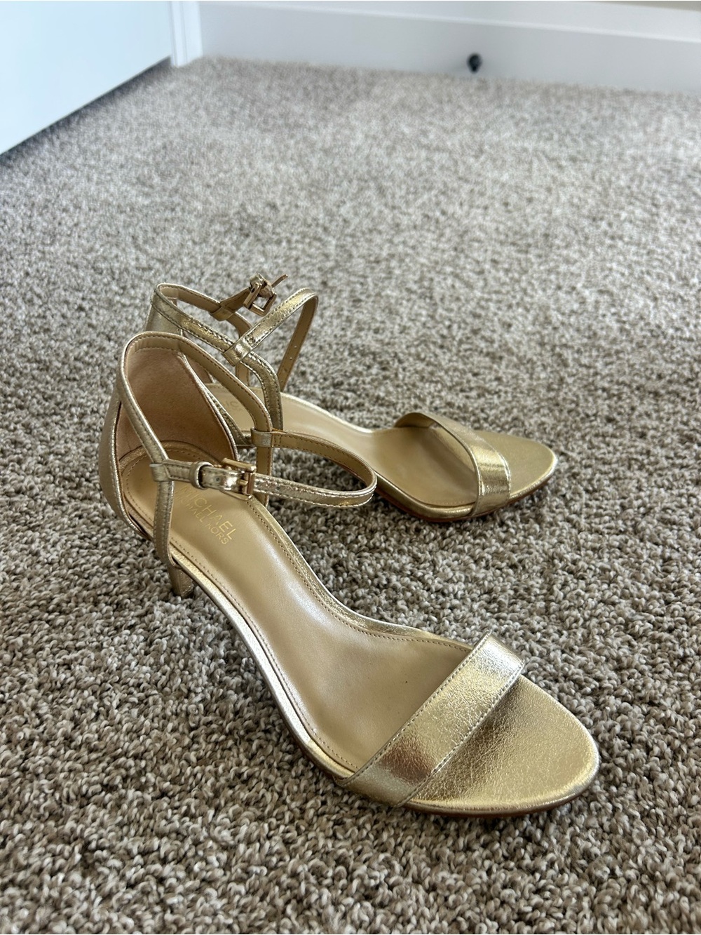 Michael Kors Gold Ankle-Strap Low Heel Sandals